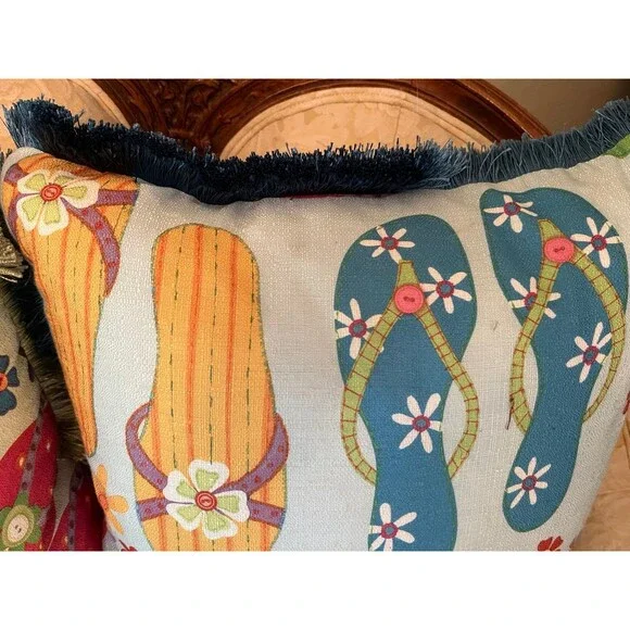 Set of 2 Flip Flop Throw Pillows - Picture 3 of 7